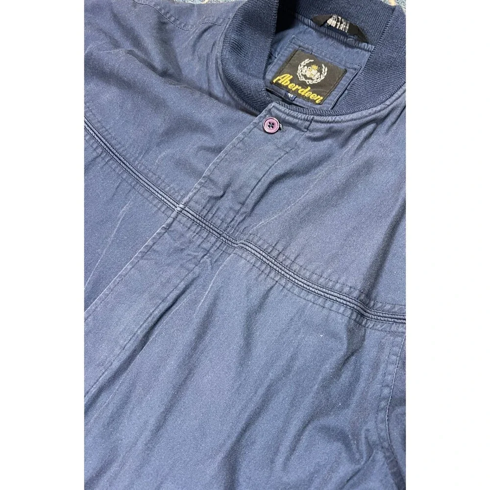 Vintage Aberdeen Bomber Jacket Mens XL Navy Blue Harrington Zip Cotton Lined Ret